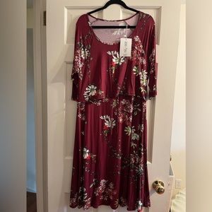 3/4 sleeve drawstring nursing dress